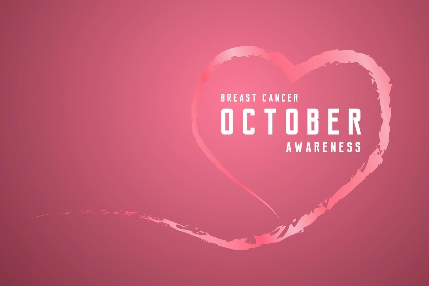 pink Heart ribbon with text Breast cancer awareness, The ribbon has a soft gradient effect, giving it depth and a sense of movement vector