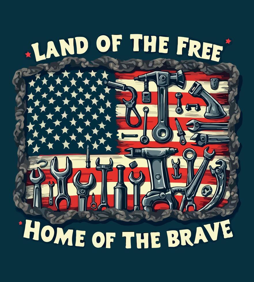 a tshirt design with a picture of the free home of the united states vector