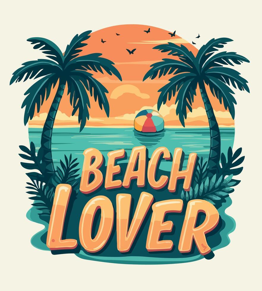 a tshirt design for beach love vector