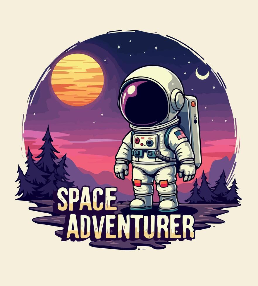 a tshirt design for space mission is shown with a spaceman on it vector