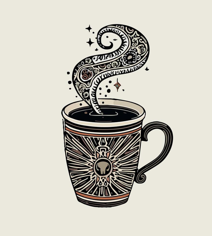 a cup with a spoon in it that says sun on it vector