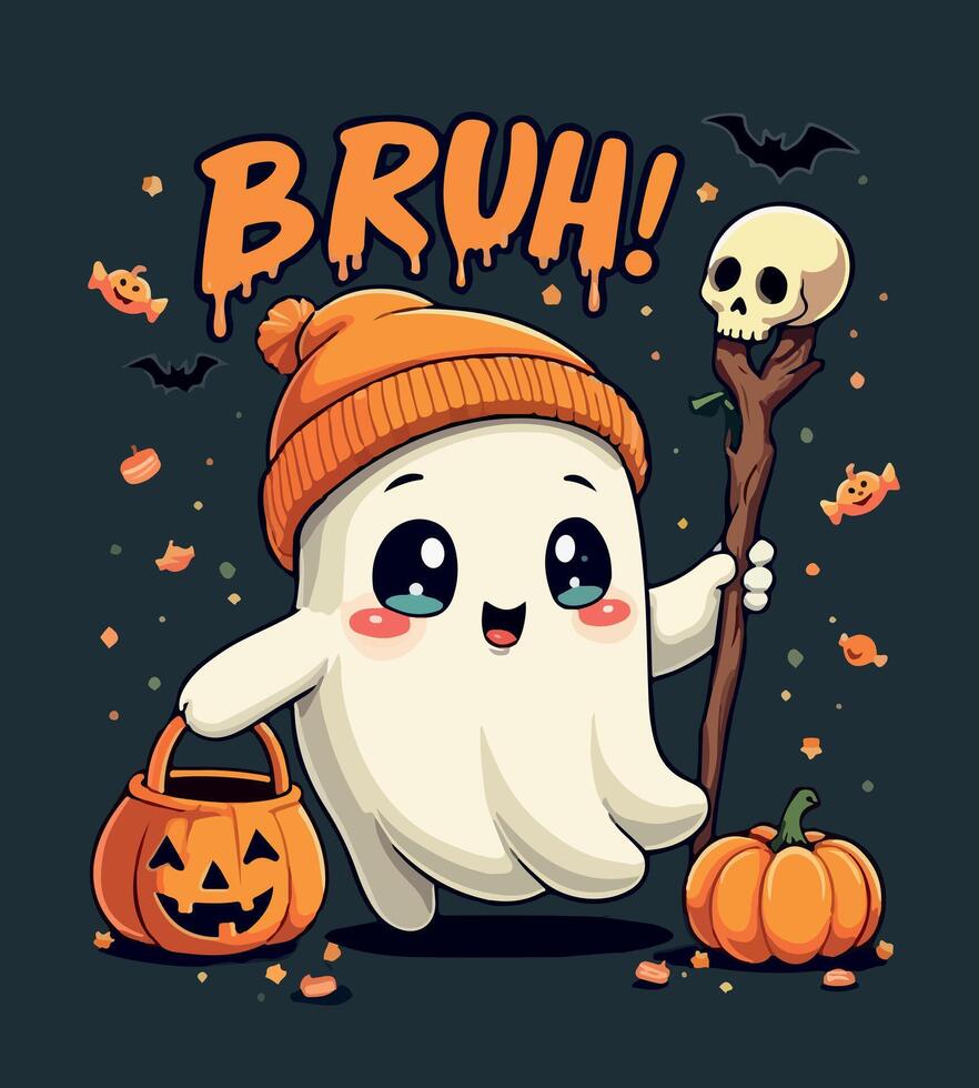 a cartoon character with a pumpkin and a pumpkin on it vector