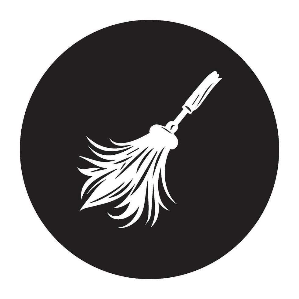 icon of a witch and a flying broomstick vector