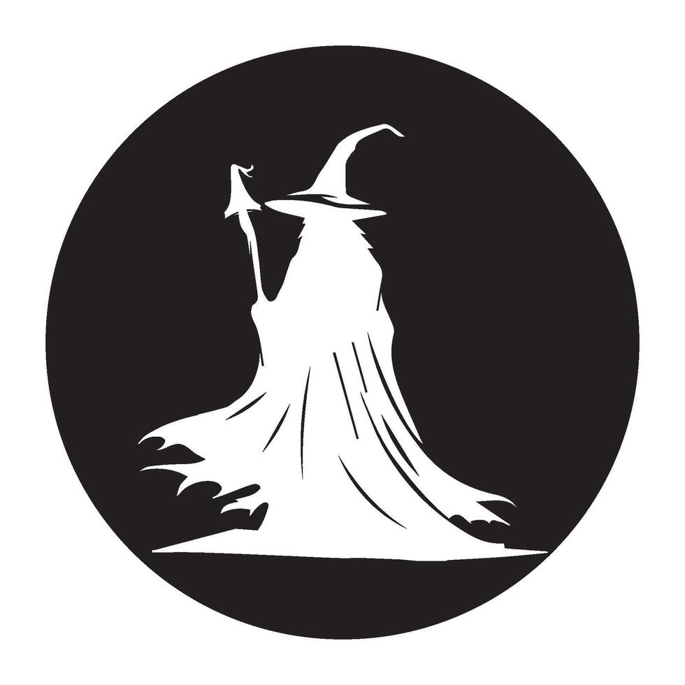 icon of a witch and a flying broomstick vector
