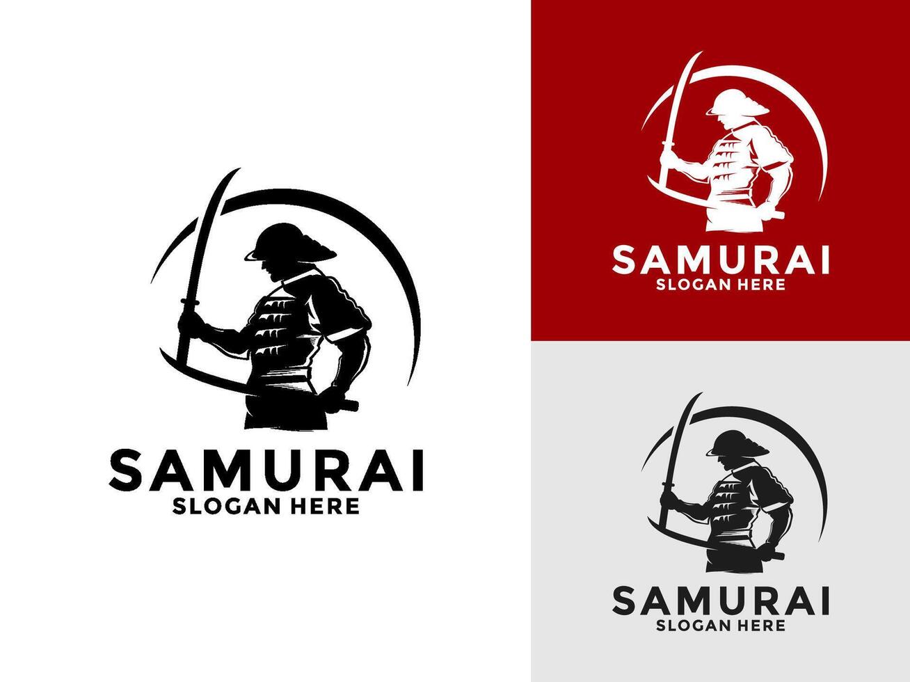 Samurai warrior Logo Design . Silhouette of Samurai. Template illustration vector