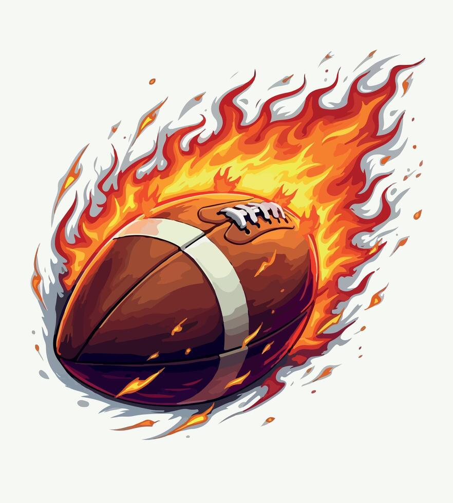 a football in fire with flames and a football in the middle. vector