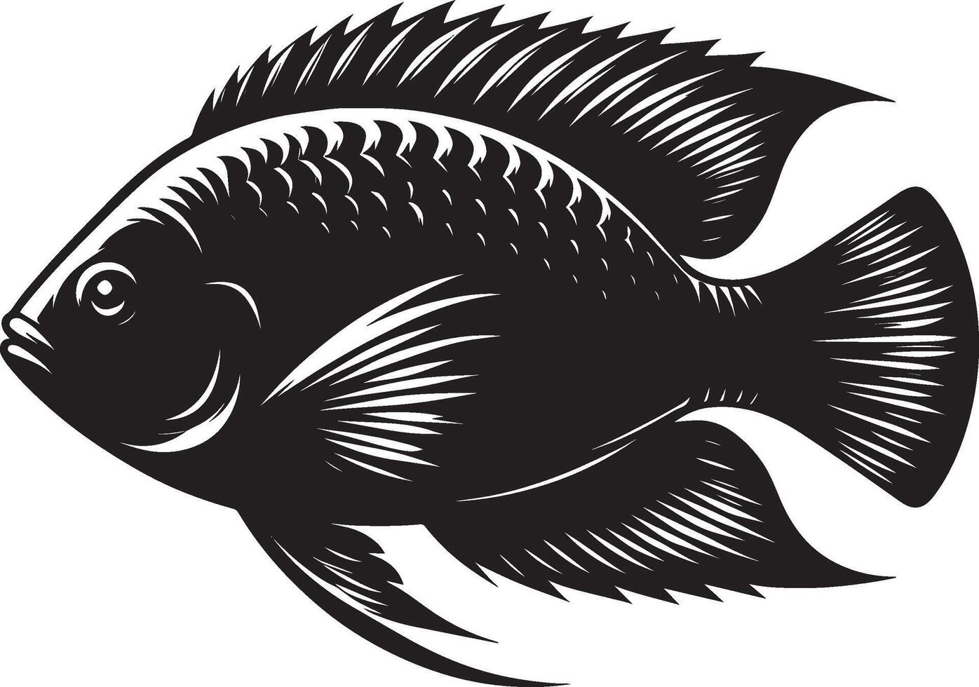 Big Fish Silhouette isolated on white background Minimalist fish shape 05 vector