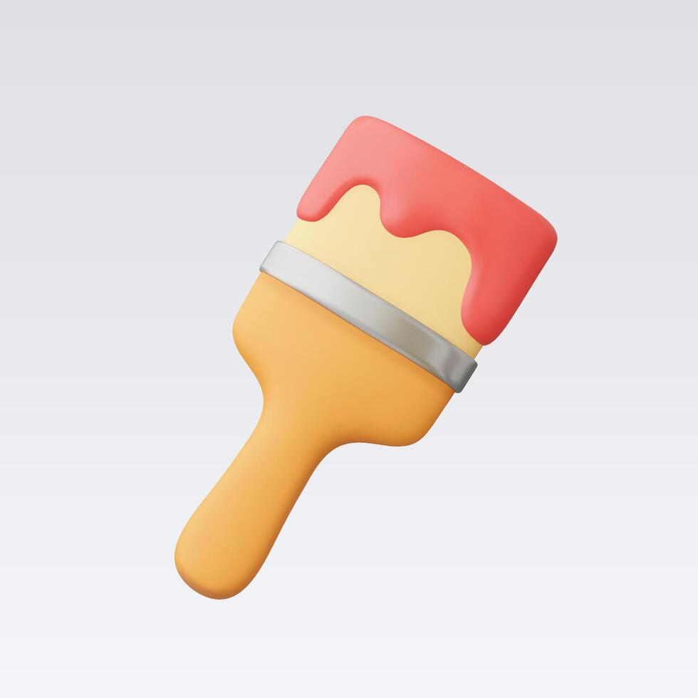 3d Realistic Paint brush icon vector