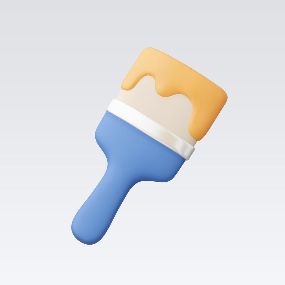 3d Realistic Paint brush icon vector