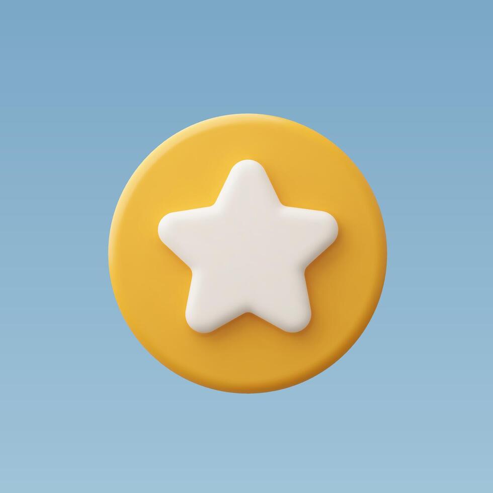 3d Realistic star button icon vector