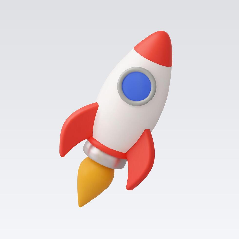 3d Realistic Flying rocket vector