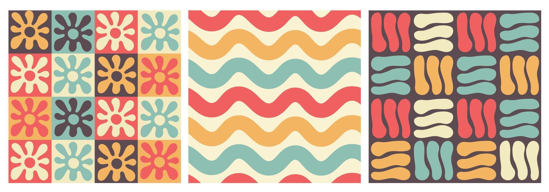 Abstract Retro Seamless Patterns Set vector