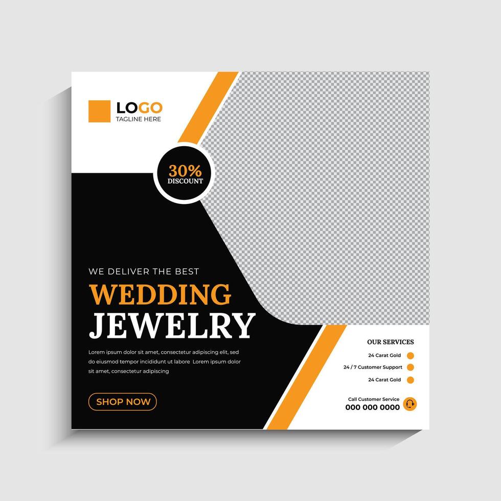 Luxurious Jewelry social media post or web banner template design vector