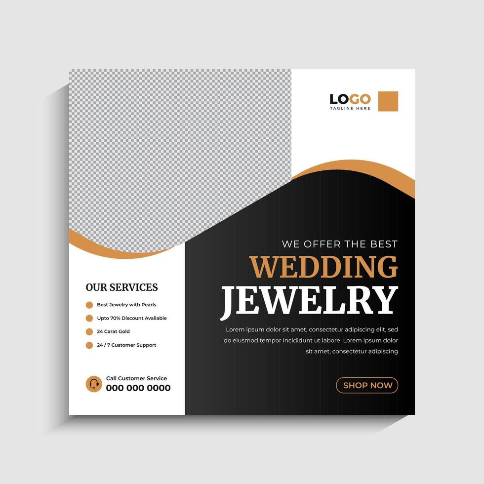 Stylish Jewelry social media post or web banner template vector