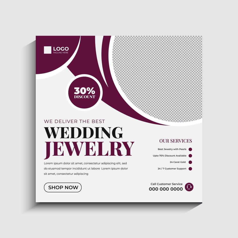 Wedding Jewelry social media post or web banner template vector