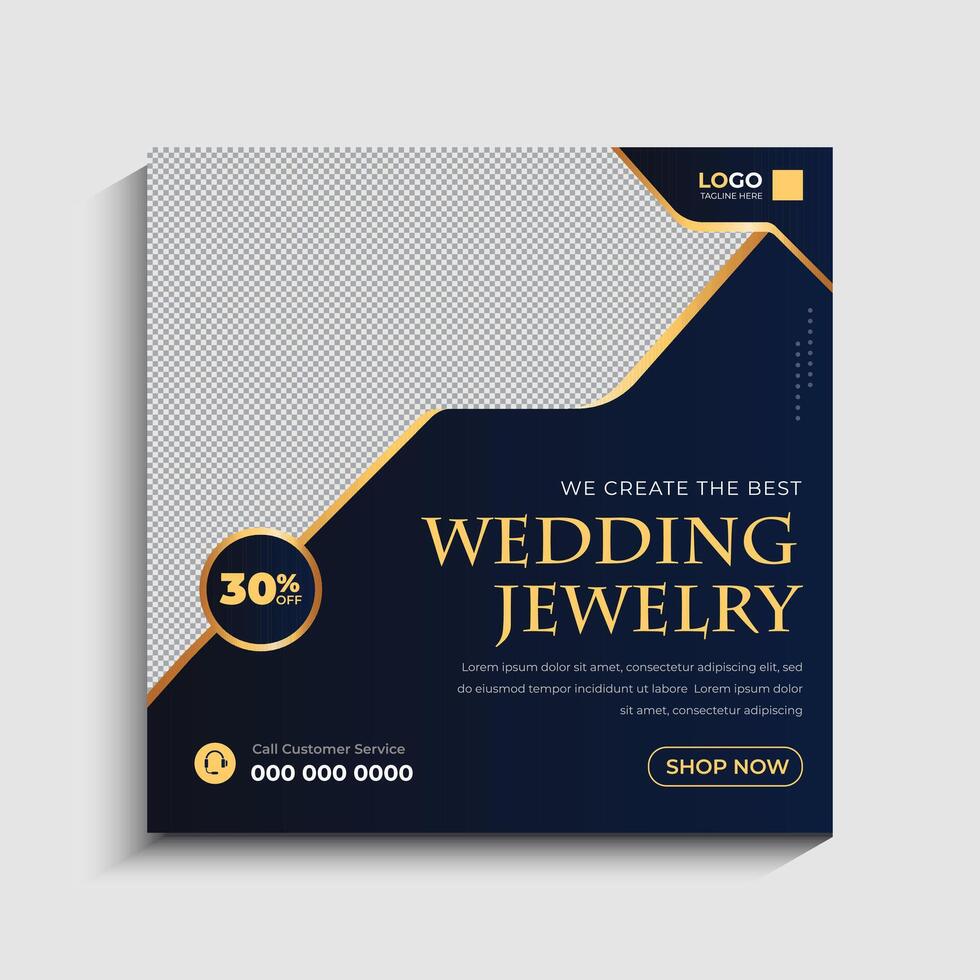 Professional Jewelry social media post or web banner template vector