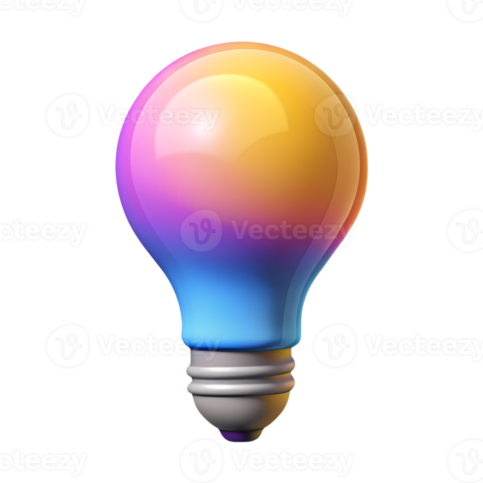 Gradient light bulb 3d rendered icon isolated on the transparent background png