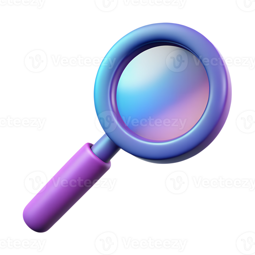 Gradient magnifier 3d rendered icon isolated on the transparent background png