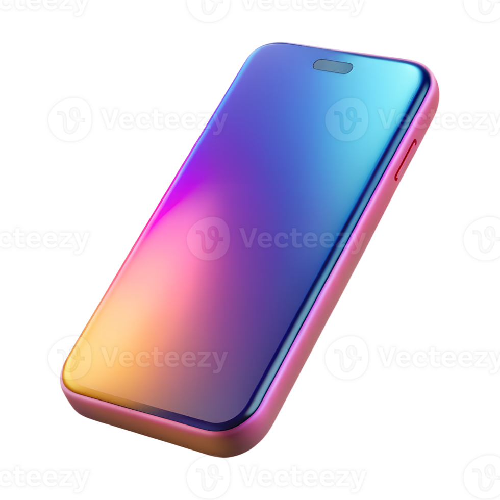 Gradient smartphone 3d rendered icon isolated on the transparent background png