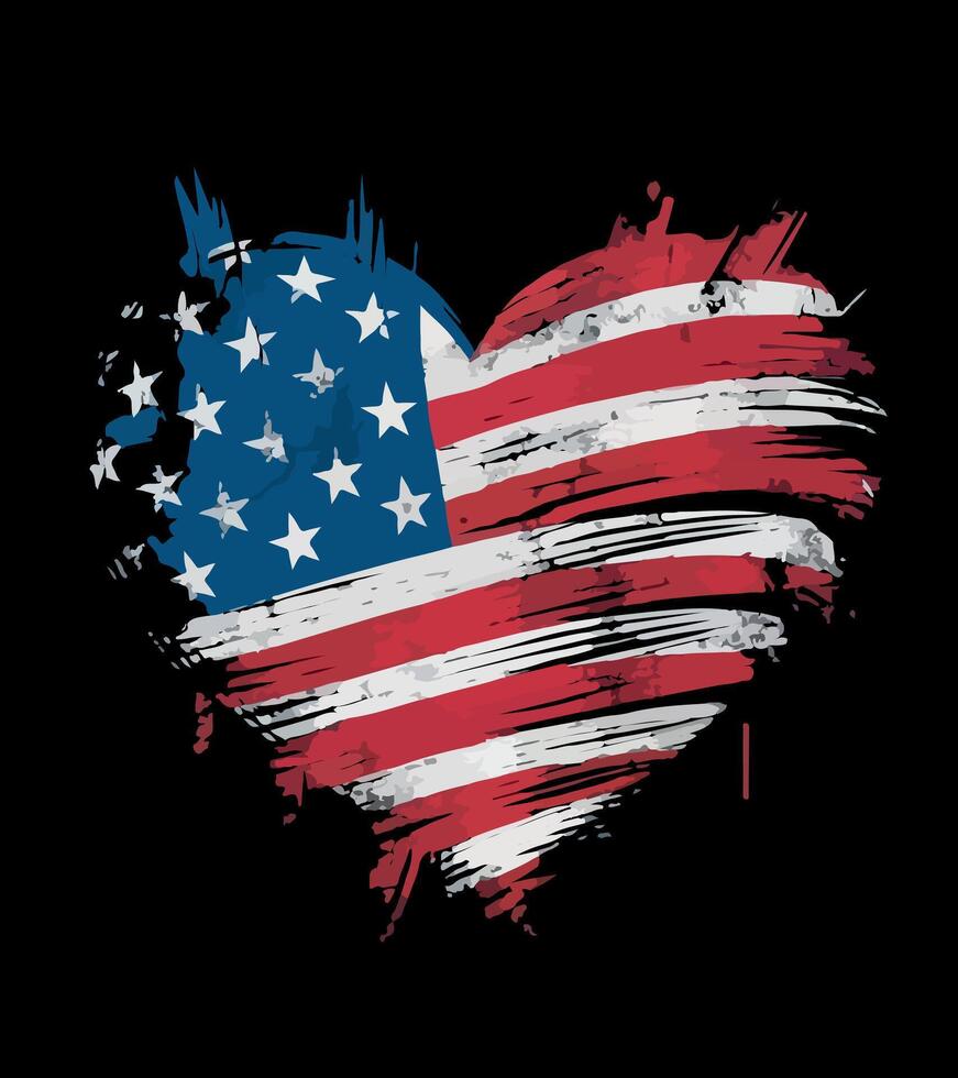 a heart with the american flag on it vector
