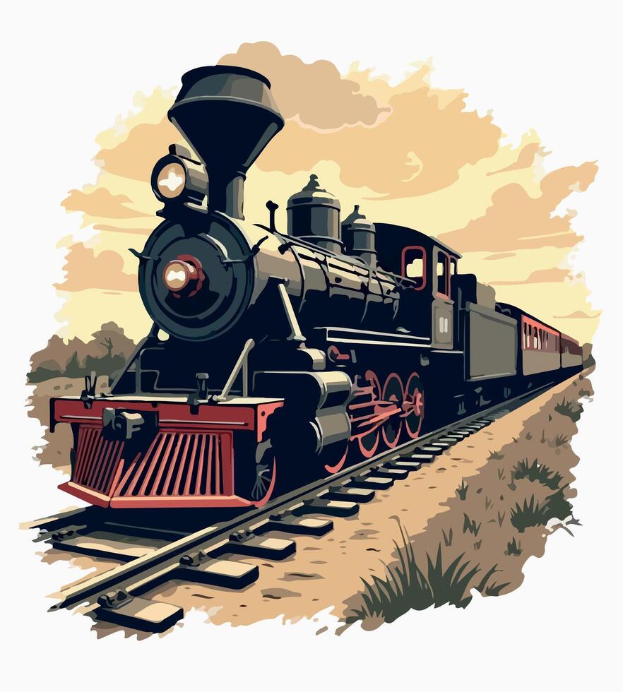 a drawing of a train with the word the word on it. vector