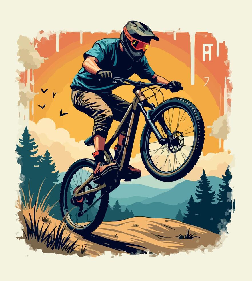 a poster for a person riding a bike with a letter a on it vector