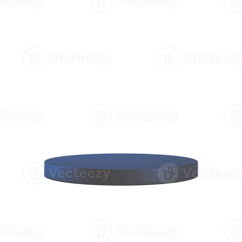 Dark blue podium or cylinder stand isolated on transparent background, 3d rendering. png