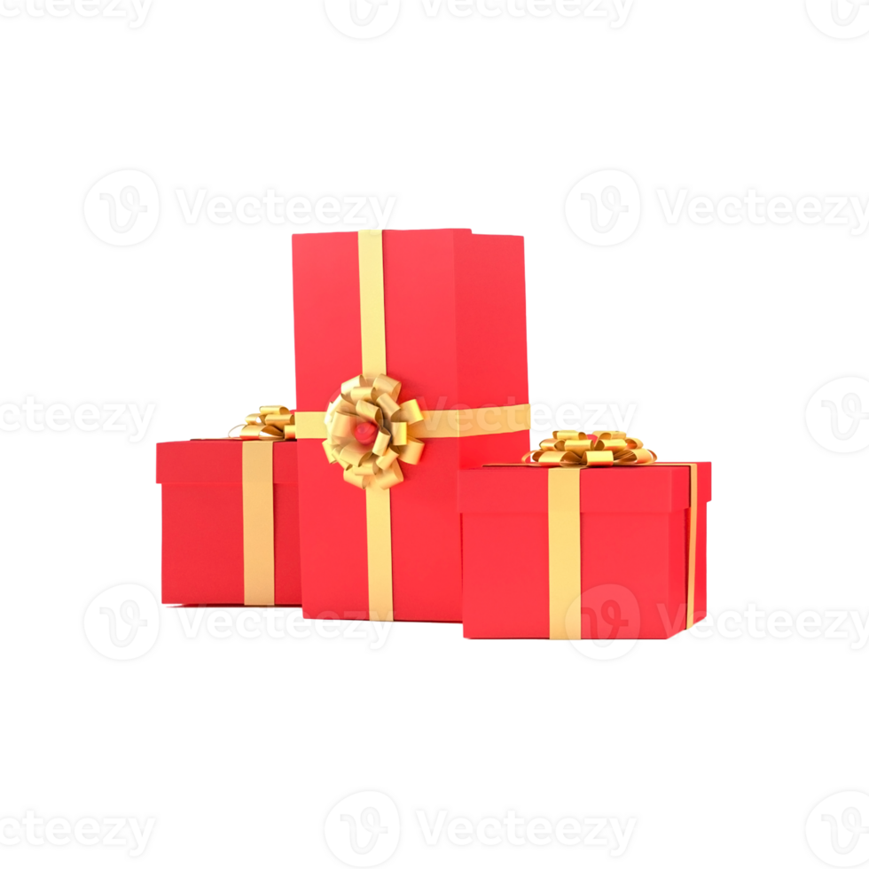 rood geschenk dozen en goud linten Aan transparant achtergrond voor geven presenteert concept, gelukkig nieuw jaar, kerstmis, Valentijnsdag dag, verjaardag, winkelen, uitverkoop banier, folder, coupon concept. png