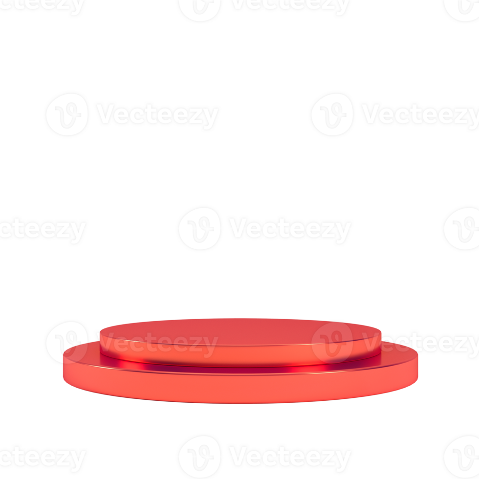 Red podium 3d render isolated on transparent background, Valentine's day concept podium for product display. png