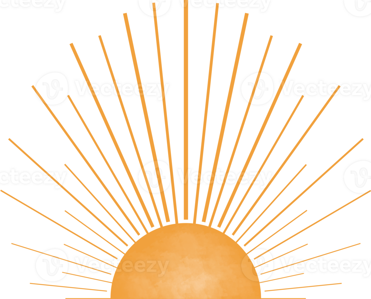 boho Orange Soleil éclater illustration clipart, boho minimaliste imprimable mur art, géométrique abstrait le coucher du soleil impression bohémien art travail png