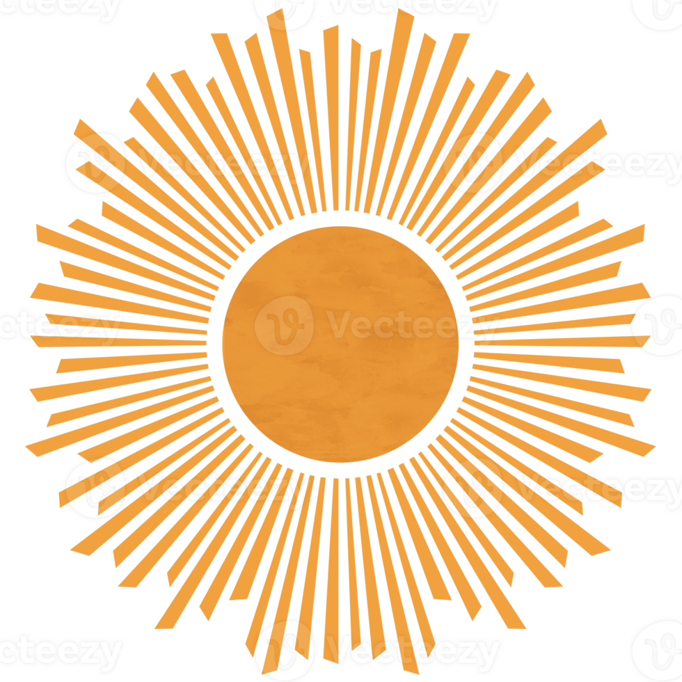 Boho sun orange flat illustration wall art for print, Cute nursery abstract sun minimalist printable artwork, Scandinavian style kids room decoration. png