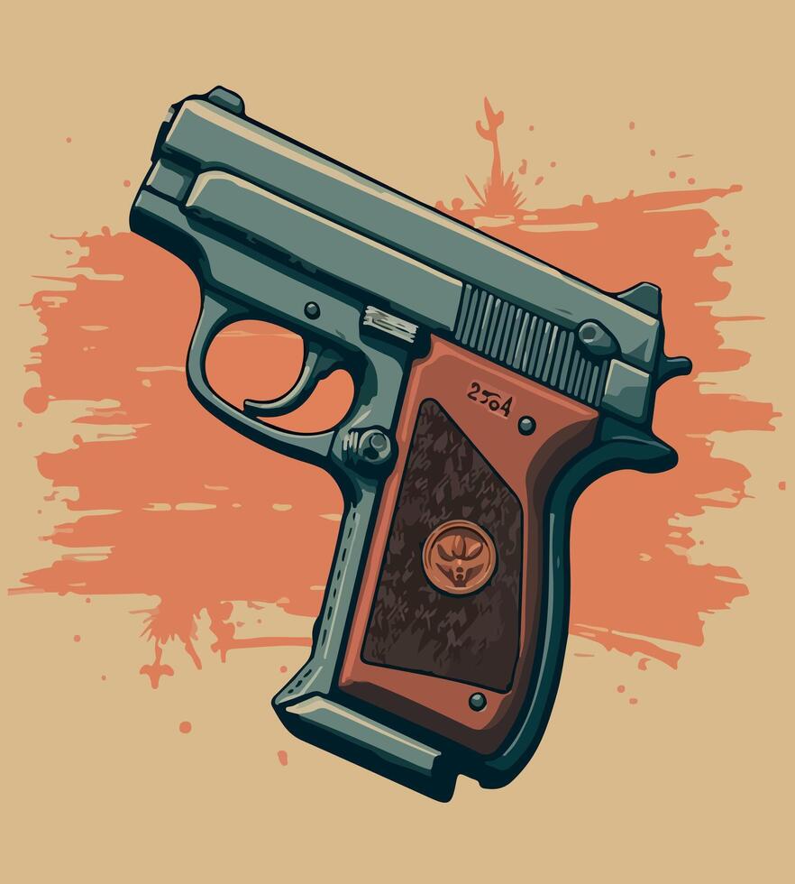 a picture of a gun that says gun on it. vector
