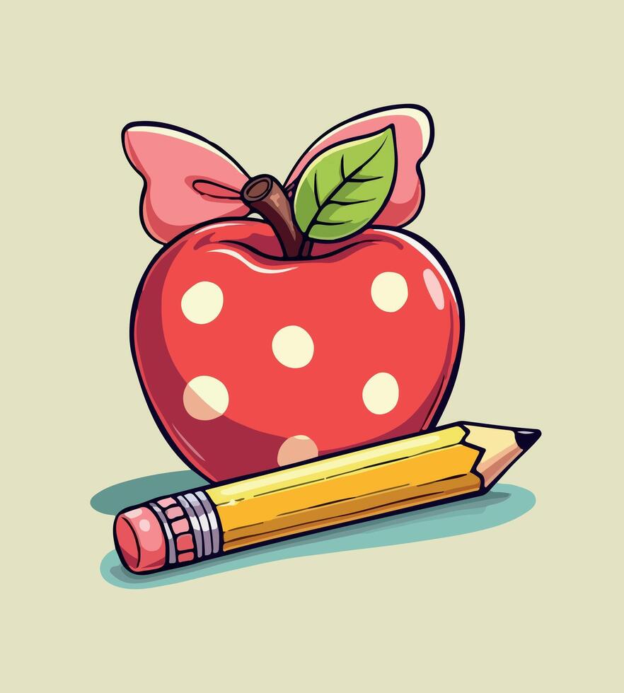 drawing of an apple with a pencil and a pencil. vector