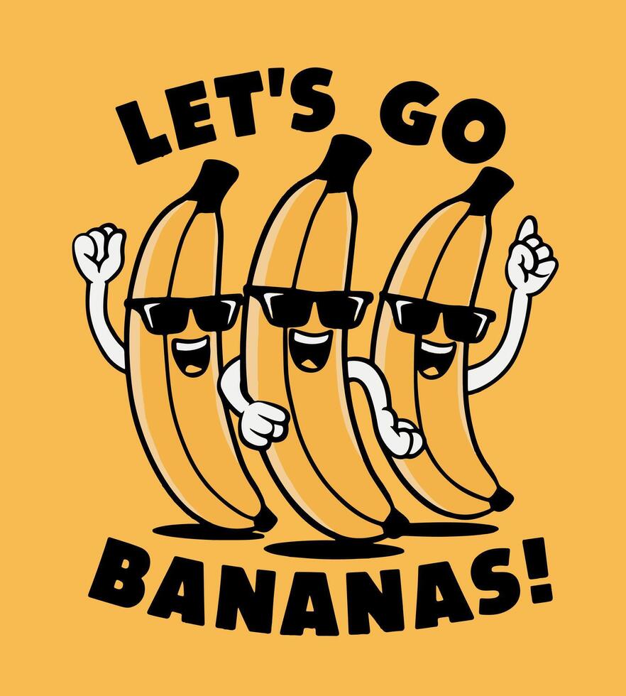 a yellow background with a bunch of bananas that says'let's go bananas vector
