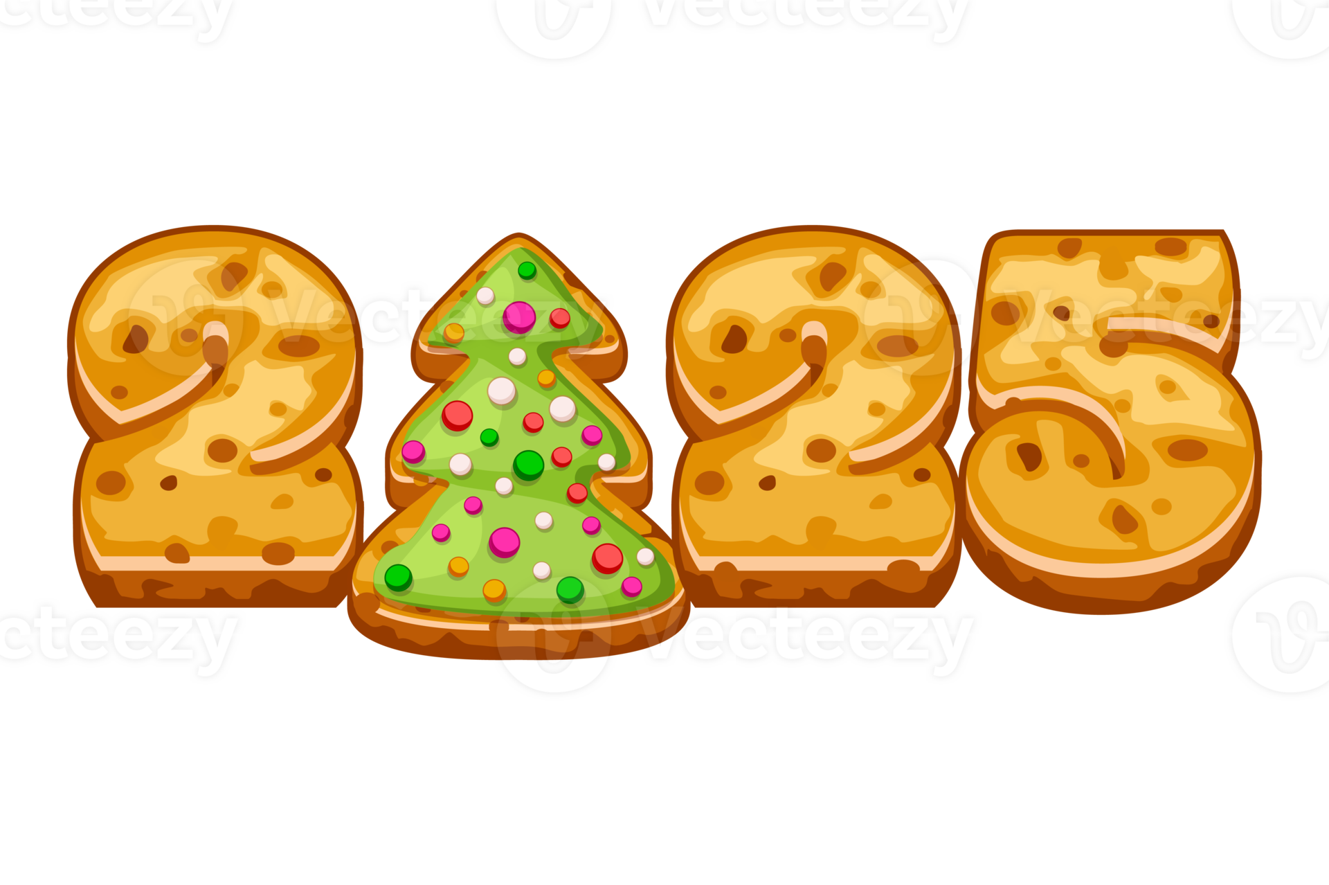 Christmas Gingerbread Cookies 2025 Christmas Tree In Cartoon Style Christmas Gingerbread Cookies 2025 Christmas Tree In Cartoon Style Sweet Biscuit For Your Calendar Print Sticker Or Greeting Card Png