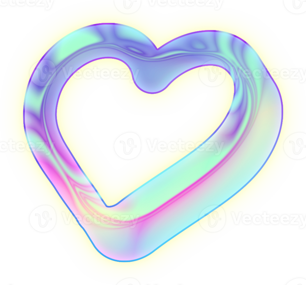 Holographic heart shape design png