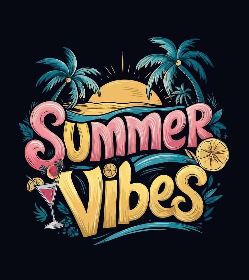a colorful logo for summer shows the summer. vector