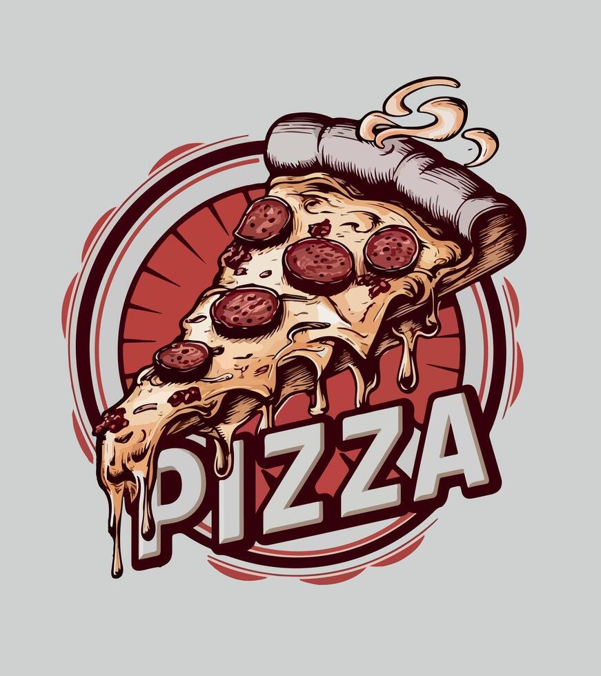 a picture of a pizza with a red circle around it vector