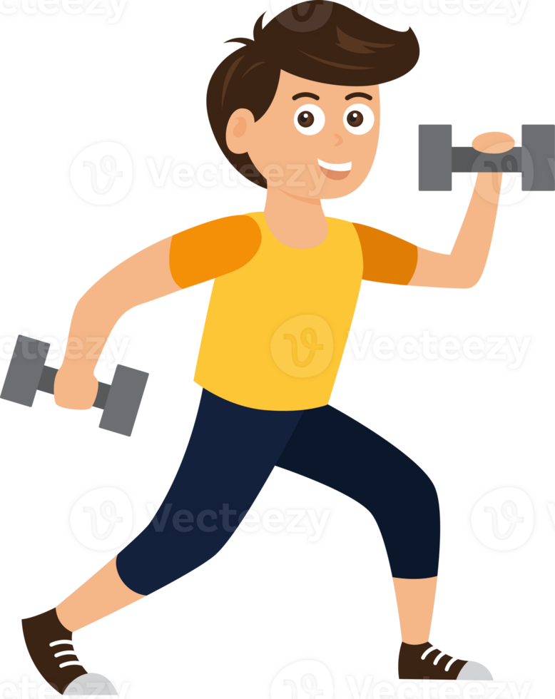 man exercise with dumbbel for health illustration design transparency background png