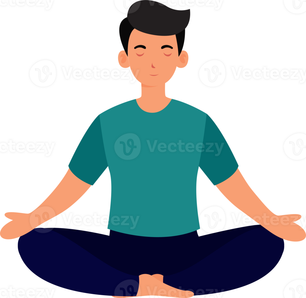 man meditate for health illustration design transparency background png