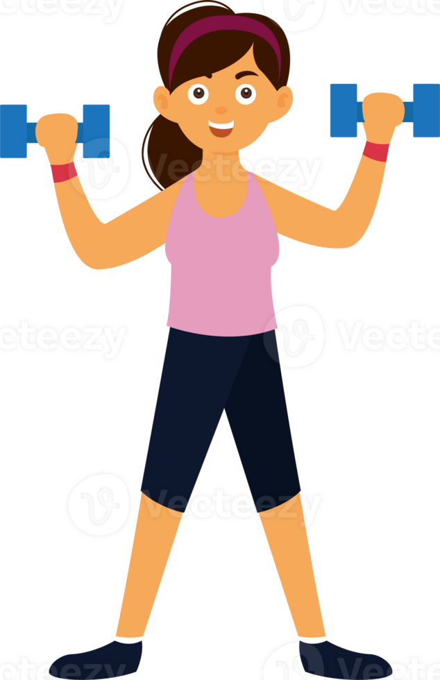 woman exercise with dumbbel for health illustration design transparency background png