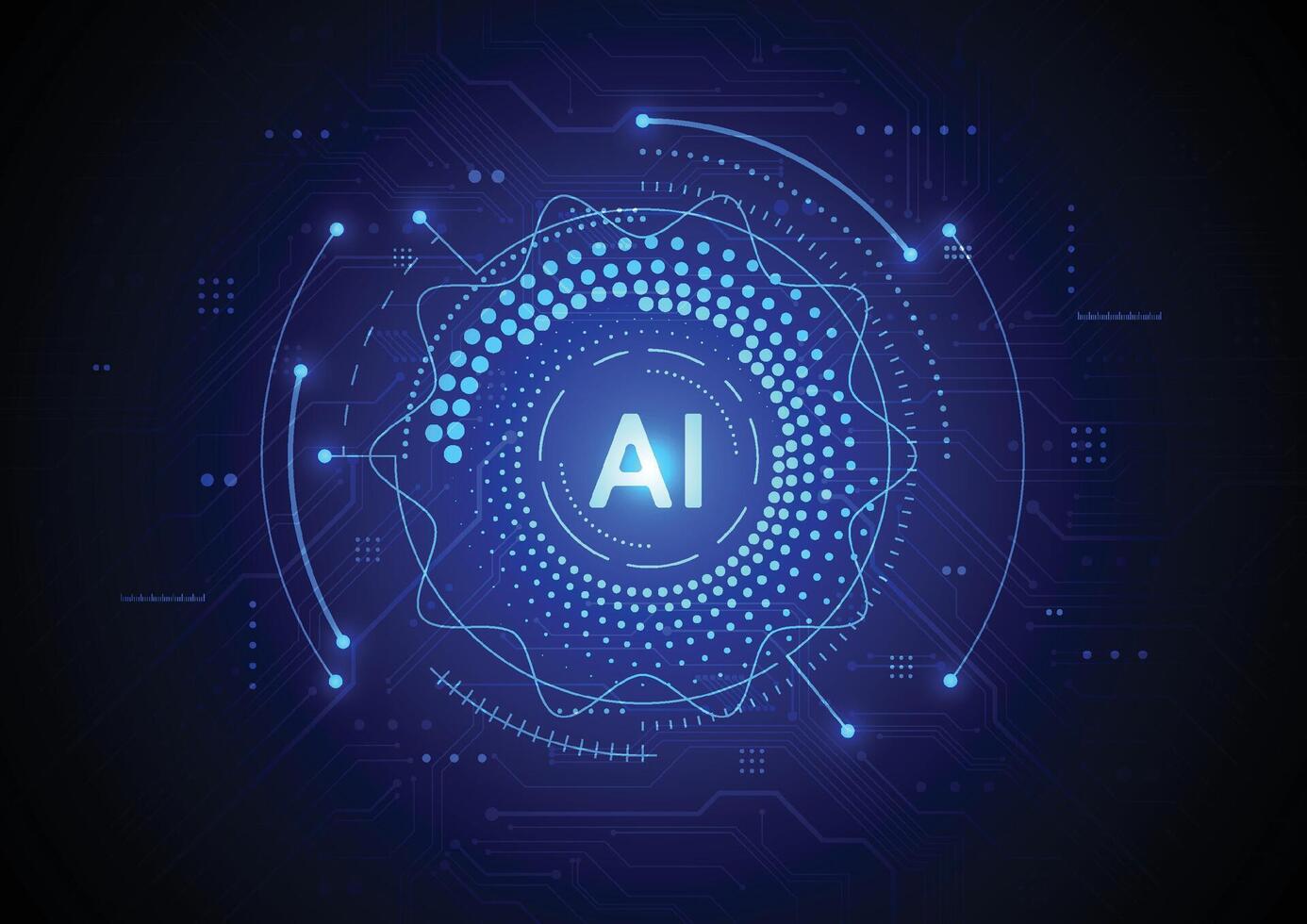 Artificial intelligence chipset on circuit board in futuristic concept technology artwork for web, banner, card, cover vector