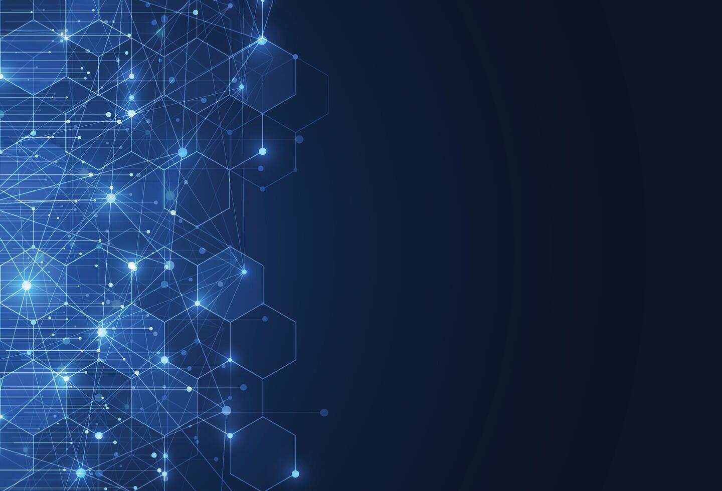 Abstract science template. Technology lines and dots connection background. Wallpaper or banner with a DNA molecules vector