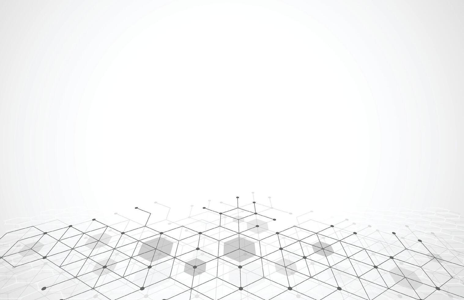 Abstract geometric boxes pattern dot line connection background. Modern technology with square mesh. Geometric on white background with lines. Cube cell vector