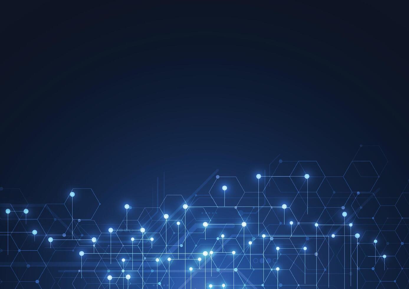 Abstract technology blue hexagons pattern background for Network connection concept with mesh dots and lines innovation vector
