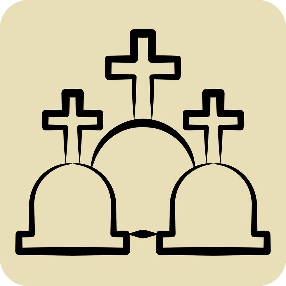 Icon Cemetery. related to Seath symbol. hand drawn style. simple illustration vector