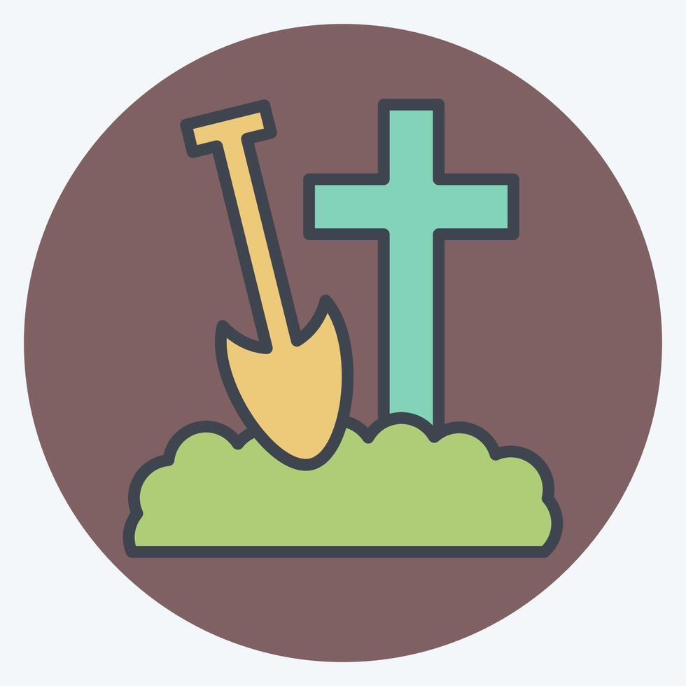 Icon Bury. related to Seath symbol. color mate style. simple illustration vector