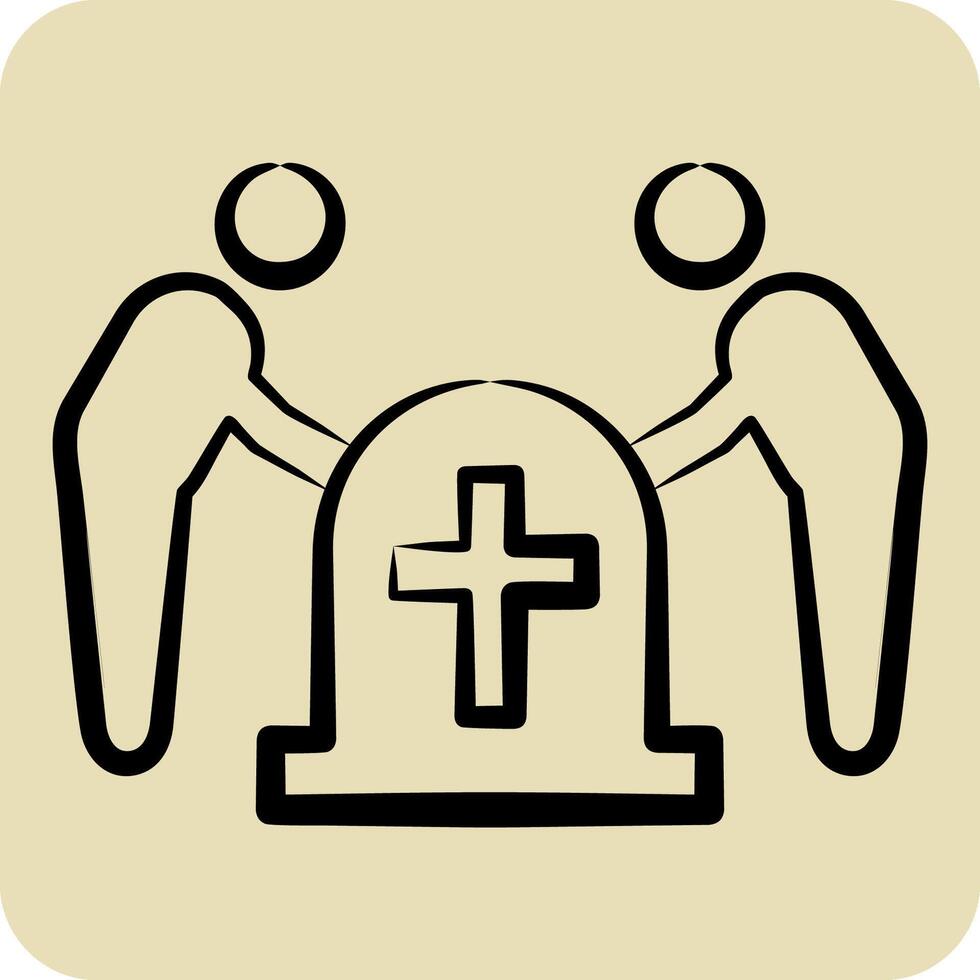 Icon Funeral. related to Seath symbol. hand drawn style. simple illustration vector