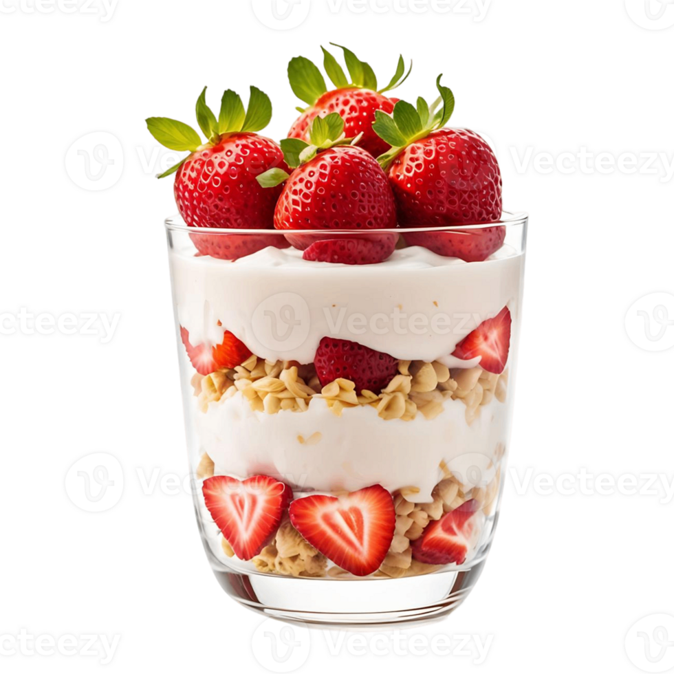 Delicious Strawberry Parfait Isolated on Transparent Background png