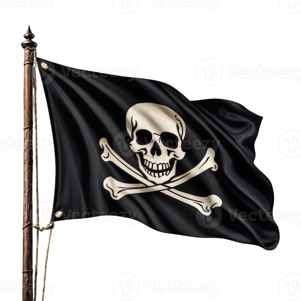 Jolly Roger Pirate Flag Isolated on Transparent Background png